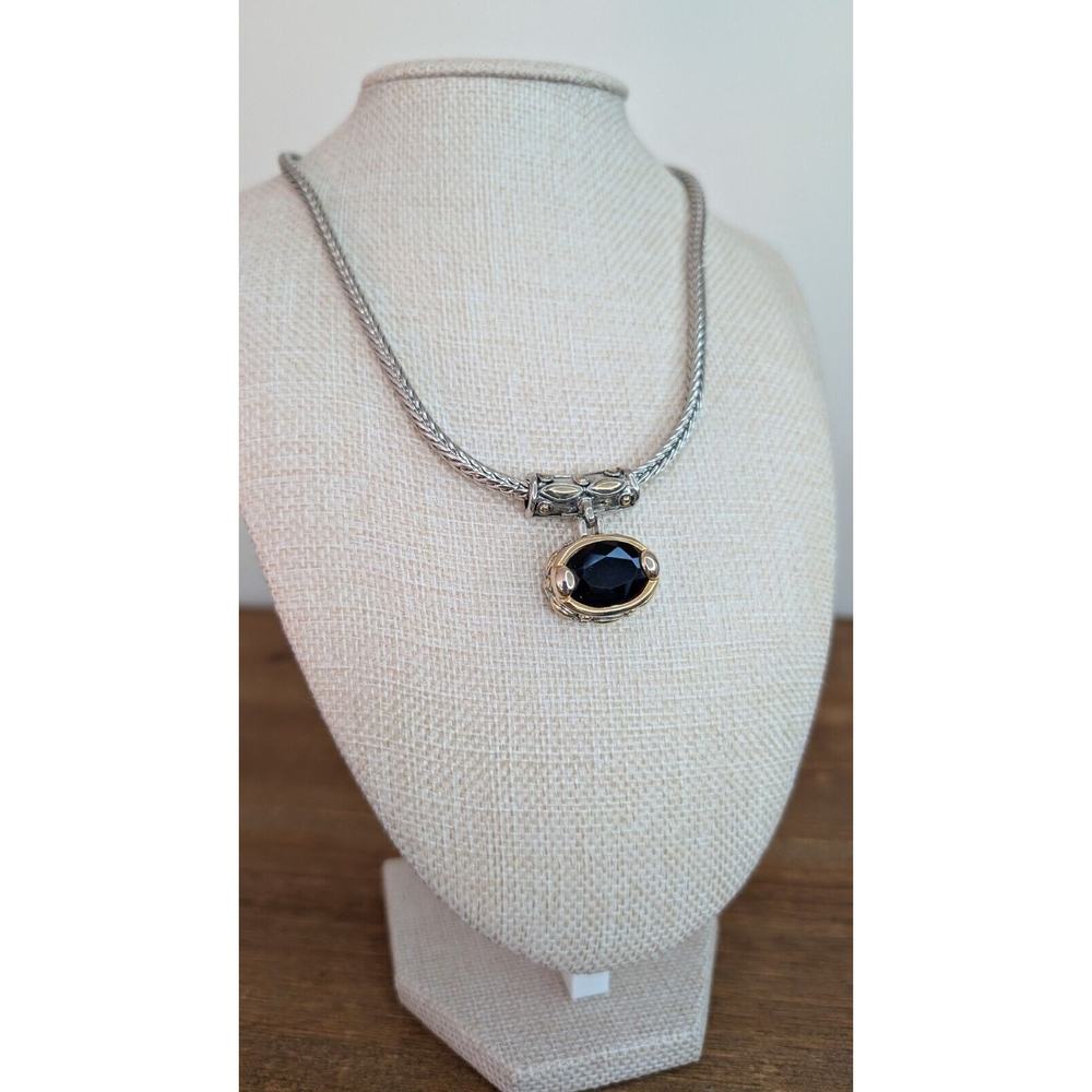 MX signed silver toned‎ dark blue stone with magnetic clasp 18" length